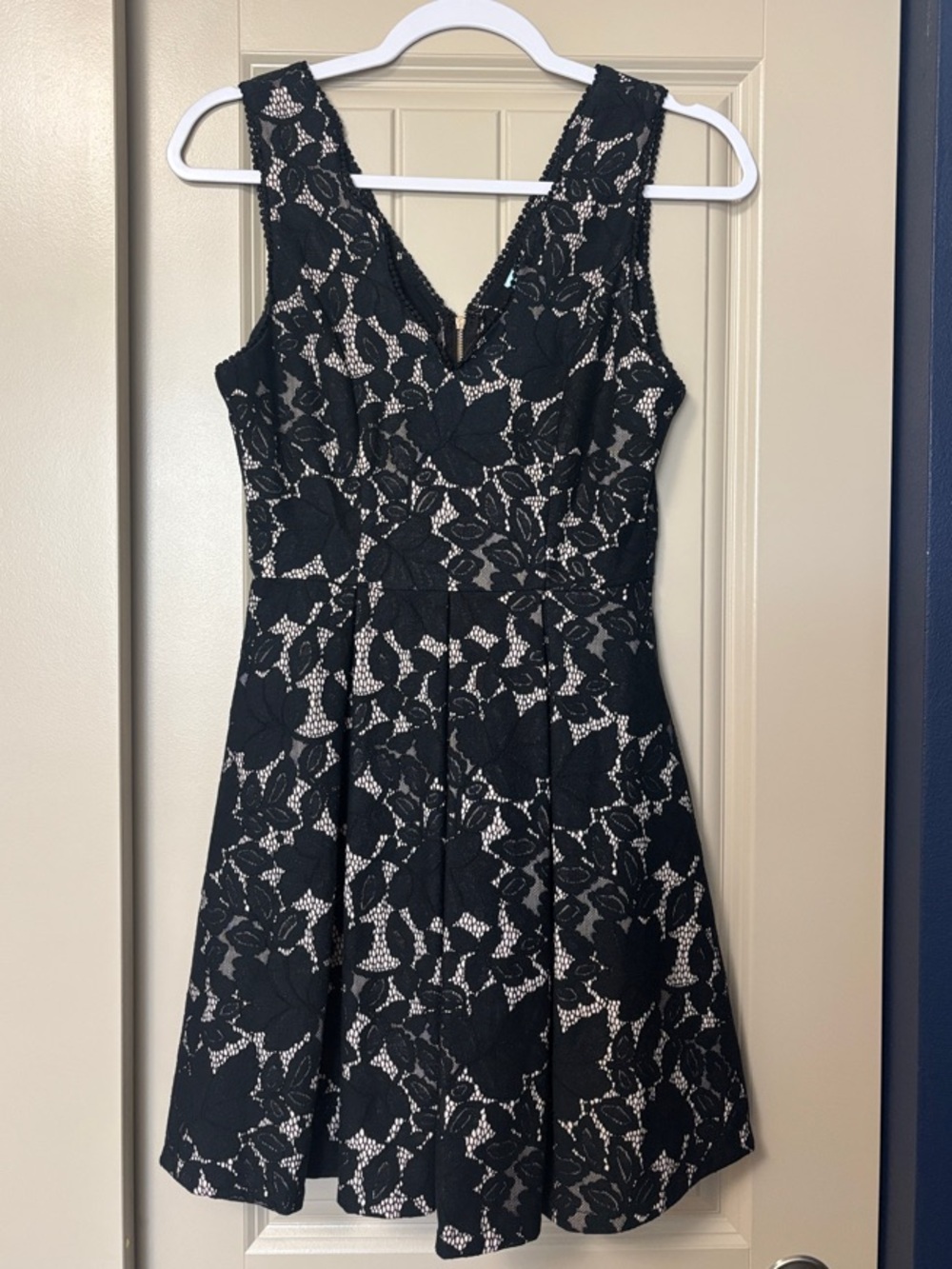 She + Sky Black Lace Fit-and-Flare Mini Dress